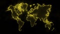 Colorful WorldÃÂ MapÃÂ on dark background, YellowÃÂ Glowing World Map